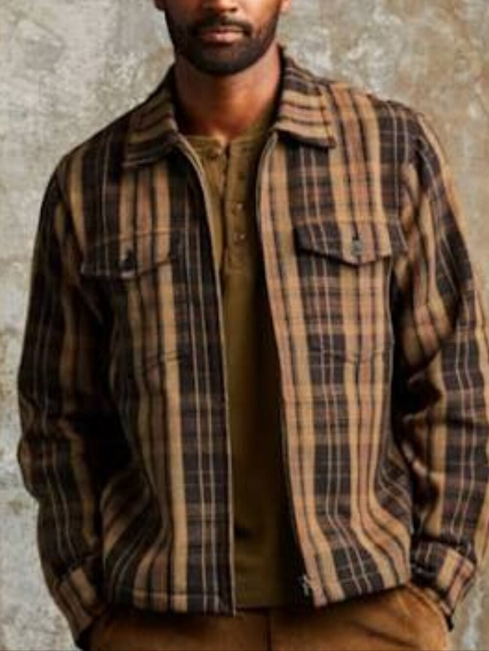 Bespoke Post| Line Of Trade |Men's Brown Plaid Workshirt Jacket - Picture 11 of 12